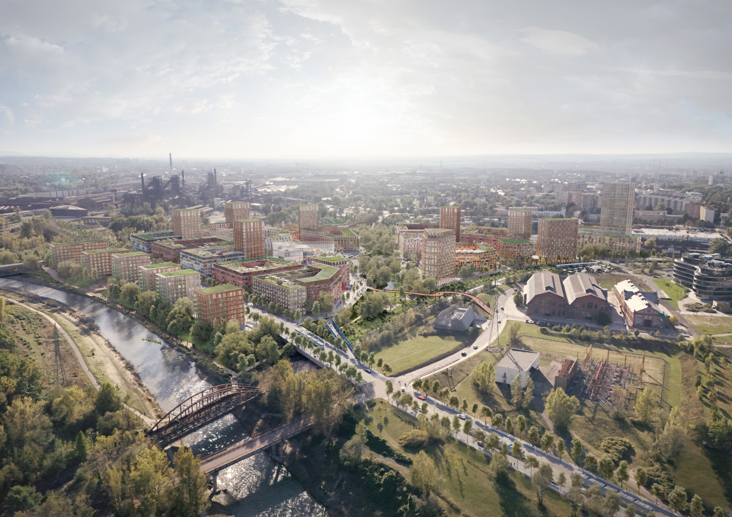 Moderní byty, veřejné prostranství i zelená infrastruktura. Prohlédněte si novou čtvrť v centru Ostravy